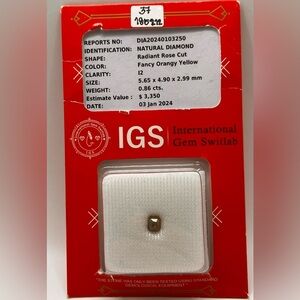 Natural Diamond Rose Cut .86 cts Fancy Orange Yellow Loose Stone Luxury Gift